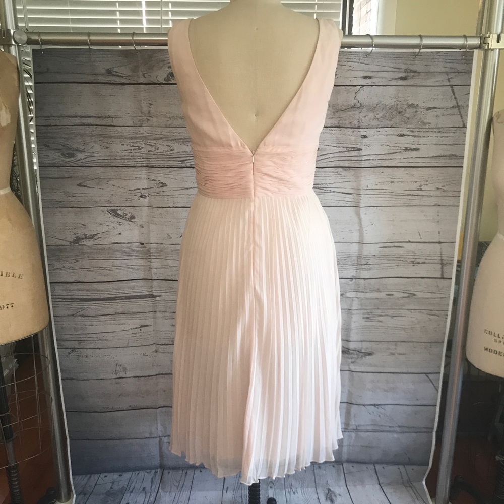 Pleated Silk Chiffon Dress, Petal Pink - Picture 2 of 3